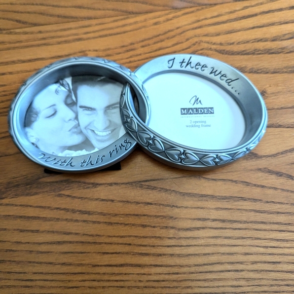 Malden 2 opening Pewter Picture frame for Bride and Groom. 7.5 x 4 inches . - Picture 1 of 2